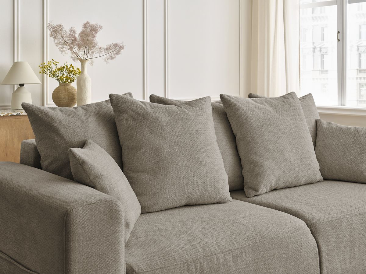 Bobochic Sidonie Schlafsofa 3-Sitzer mit Bettkasten Melange-Stoff Taupe