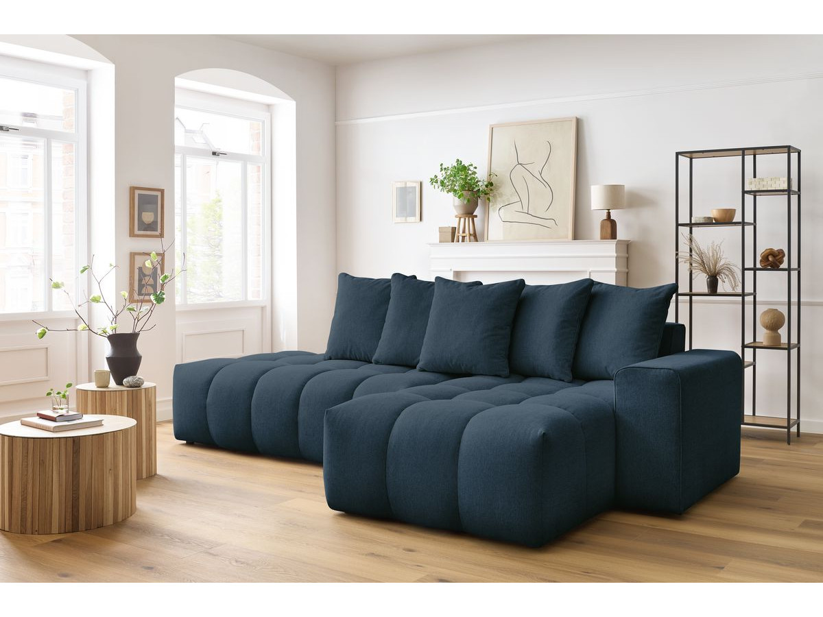 Bobochic Mont-blanc Ecksofa Melange-Stoff Dunkelblau Ecke rechts