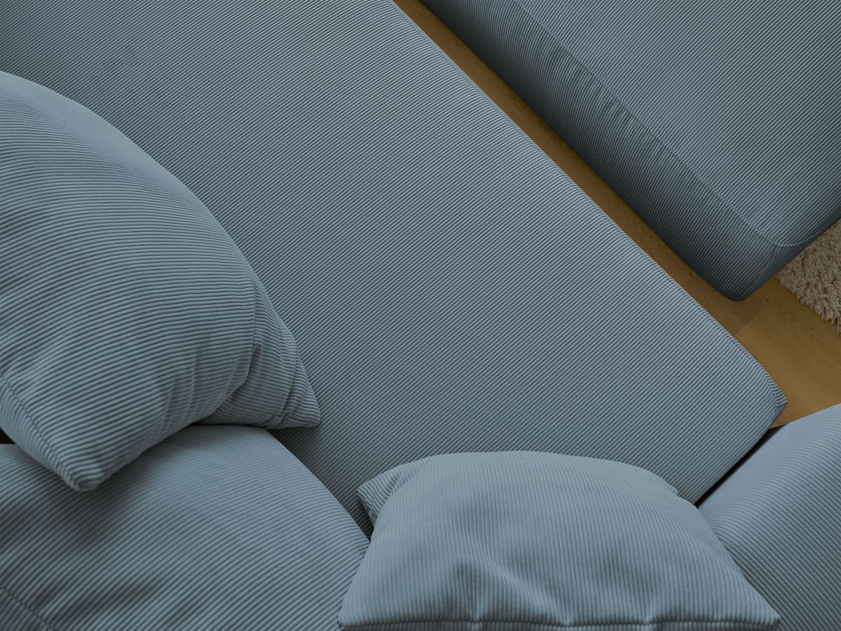 Bobochic Sidonie Schlafsofa 4-Sitzer mit Bettkasten und Pouf Cordsamt Dunkelblau