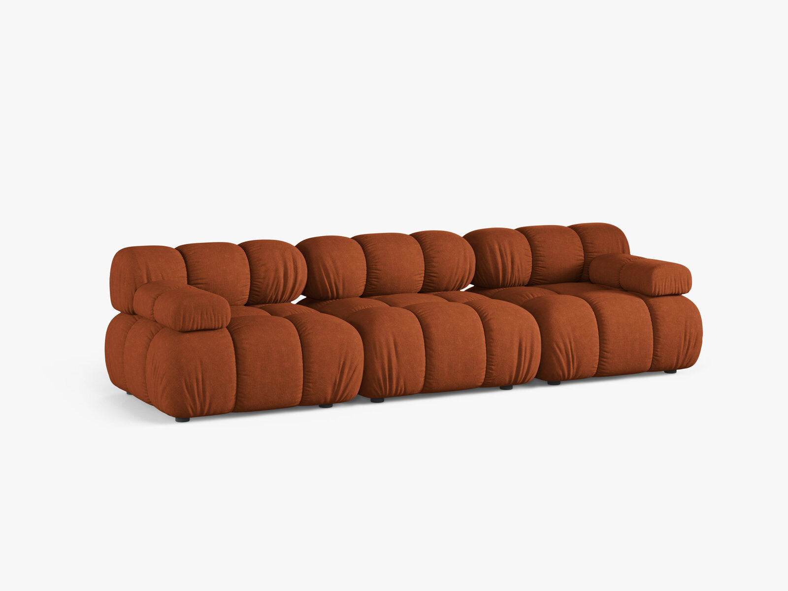 Micadoni Modulares Sofa Bellis 3-Sitzer Strukturierter Stoff Liberty Ziegel