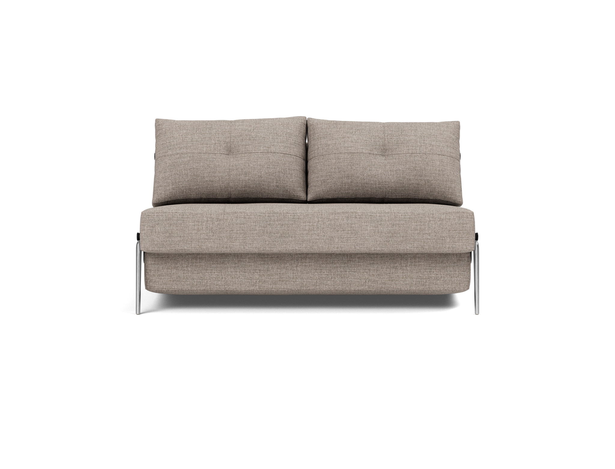 Schlafsofa Cubed 140 Chenille Yuveno 472-Warm-Grey Beine Aluminium