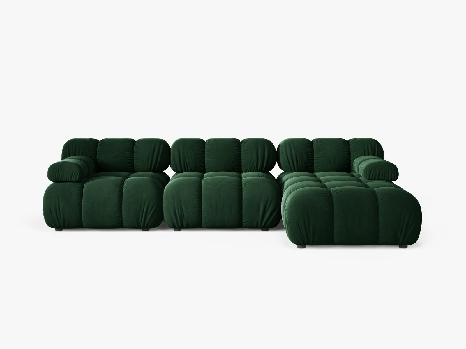 Micadoni Modulares Ecksofa Bellis 4-Sitzer Rechts Samt Bluvel Flaschengrün