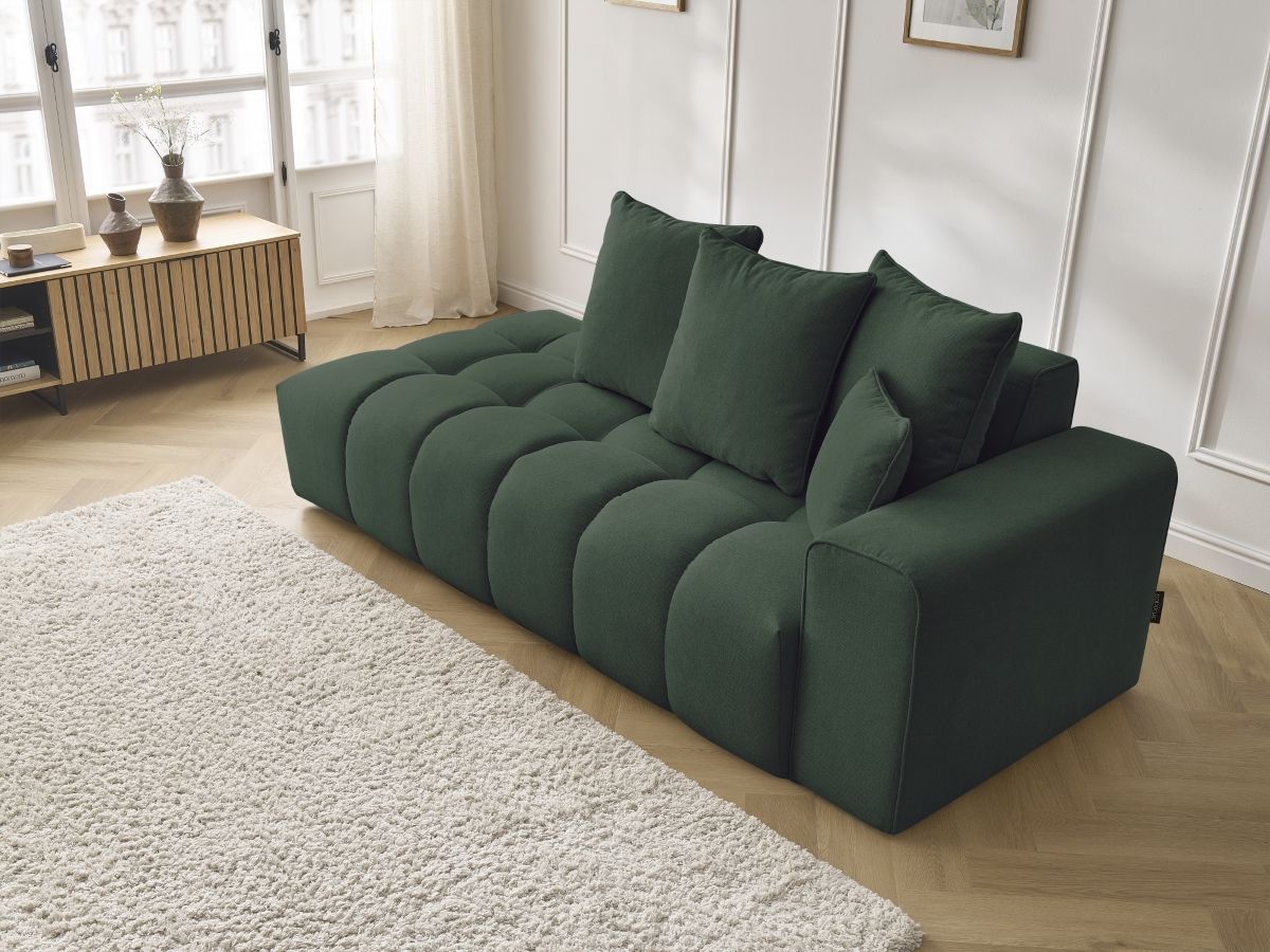 Bobochic Mont-blanc Sofa 4-Sitzer Melange-Stoff Grün Armlehne rechts