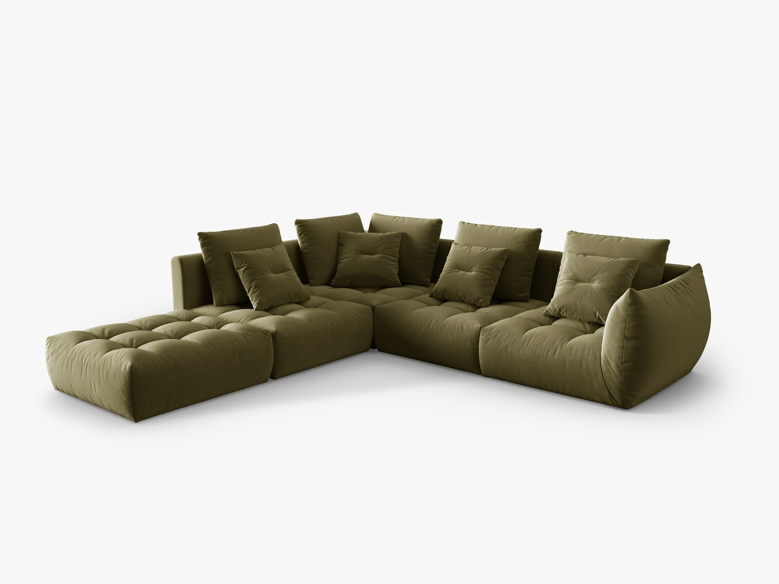 Micadoni Ecksofa Bloom 5-Sitzer Links Samt Hellgrün