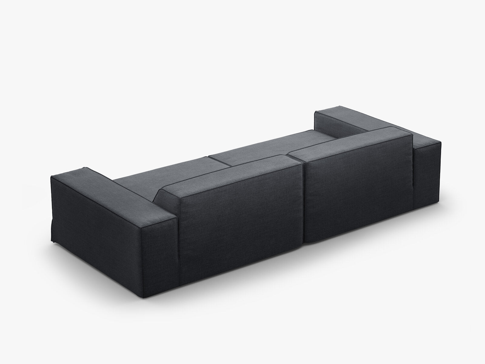 Micadoni Sofa Jodie 4-Sitzer Strukturierter Stoff Lins Grau und Blau