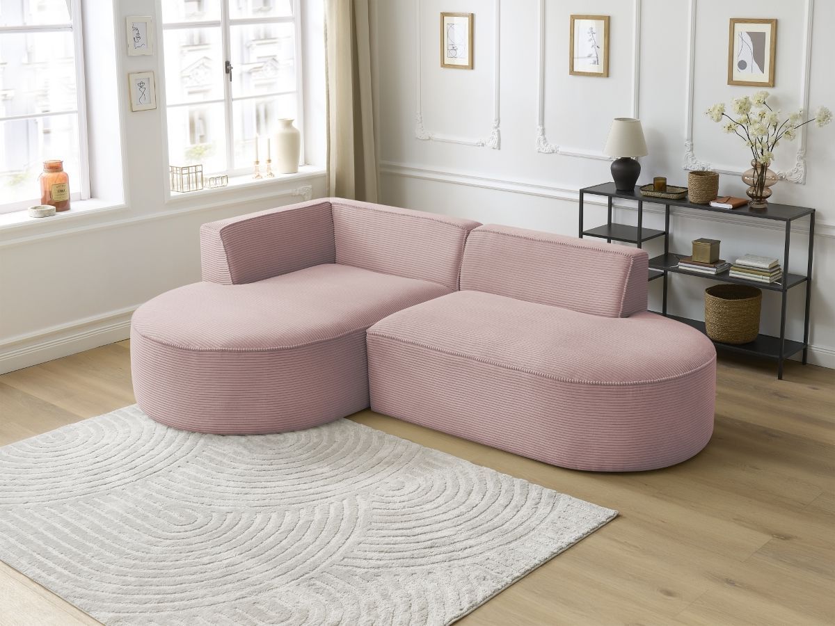 Bobochic Rousseau Ecksofa Cordsamt Violett Ecke links