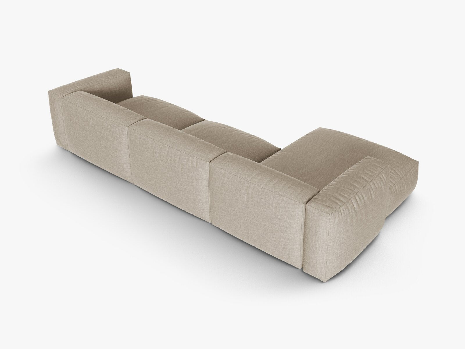Micadoni Ecksofa Martina 3-Sitzer 90cm Sitztiefe Links Strukturierter Stoff Boston Helles Beige