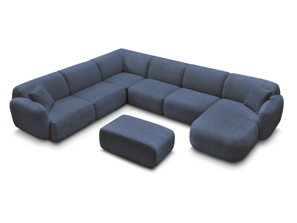 Bobochic Anda Wohnlandschaft mit Pouf 373 × 289 cm Chenille Dunkelblau Ecke links