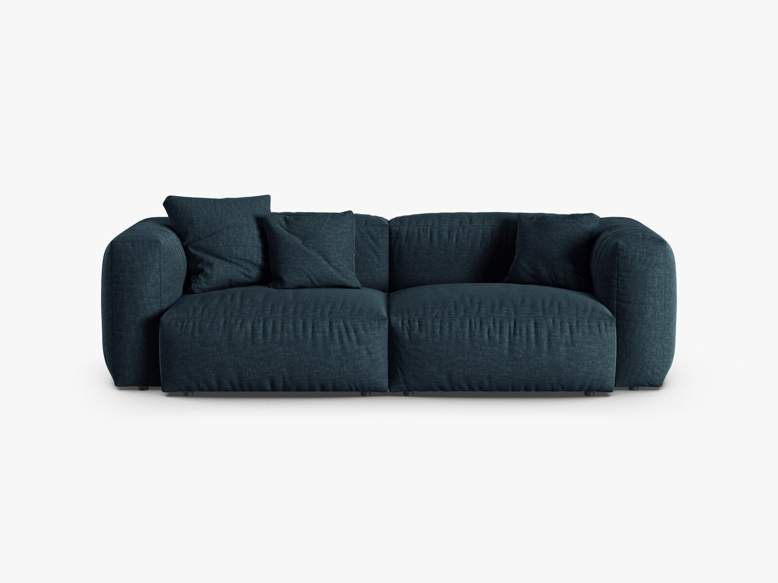 Micadoni Sofa Martina 3-Sitzer 90cm Sitztiefe Strukturierter Stoff Boston Jeansblau
