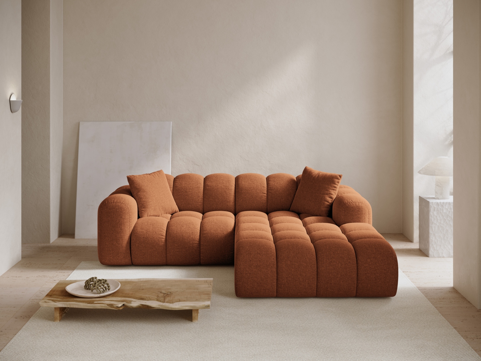 Cosmopolitan Design Ecksofa Treno 3-Sitzer Chenille Eden Ziegel Rechts