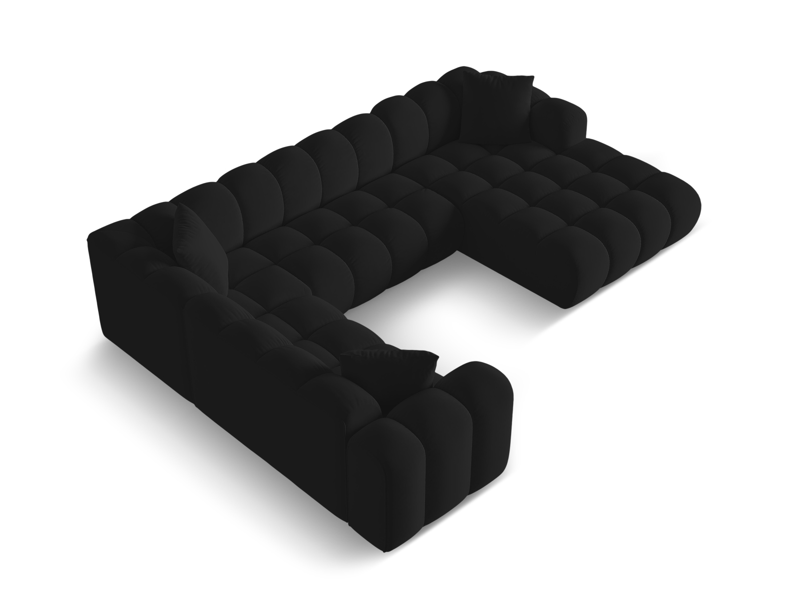 Cosmopolitan Design Panoramasofa Treno 4-Sitzer Samt Bluvel Schwarz Links