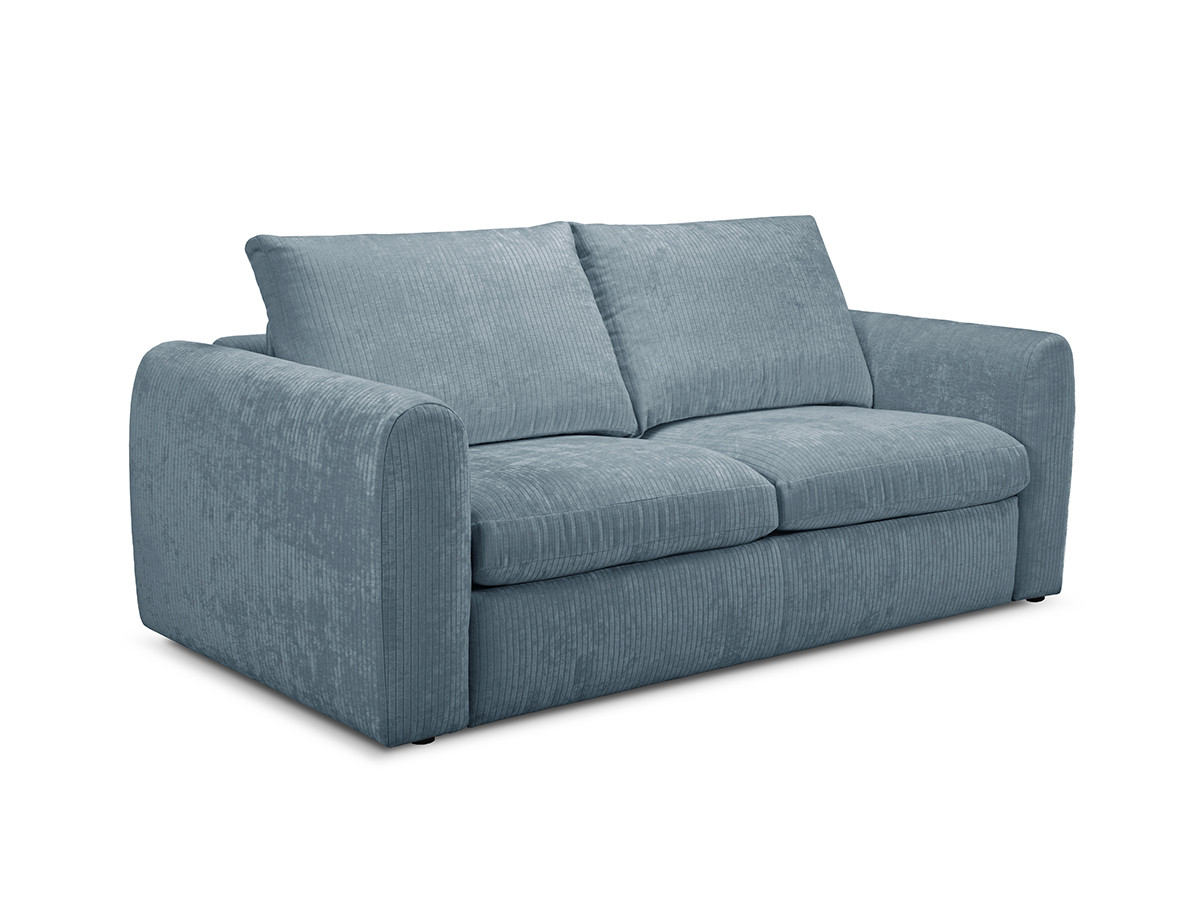 Bobochic Archi Schlafsofa 3-Sitzer Cordsamt Blau, Liegefläche 140 × 190 cm