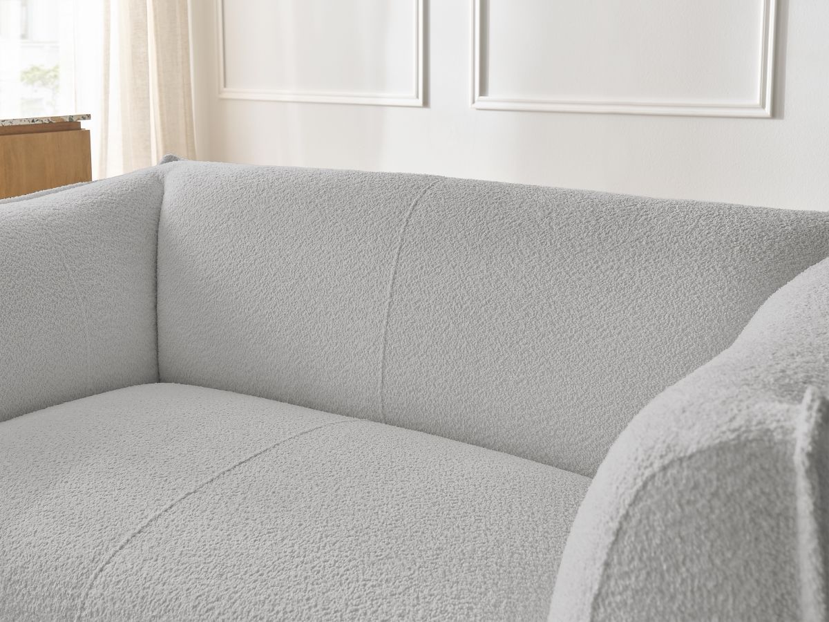 Bobochic Giorgia Sofa 2-Sitzer Bouclé-Stoff Hellgrau