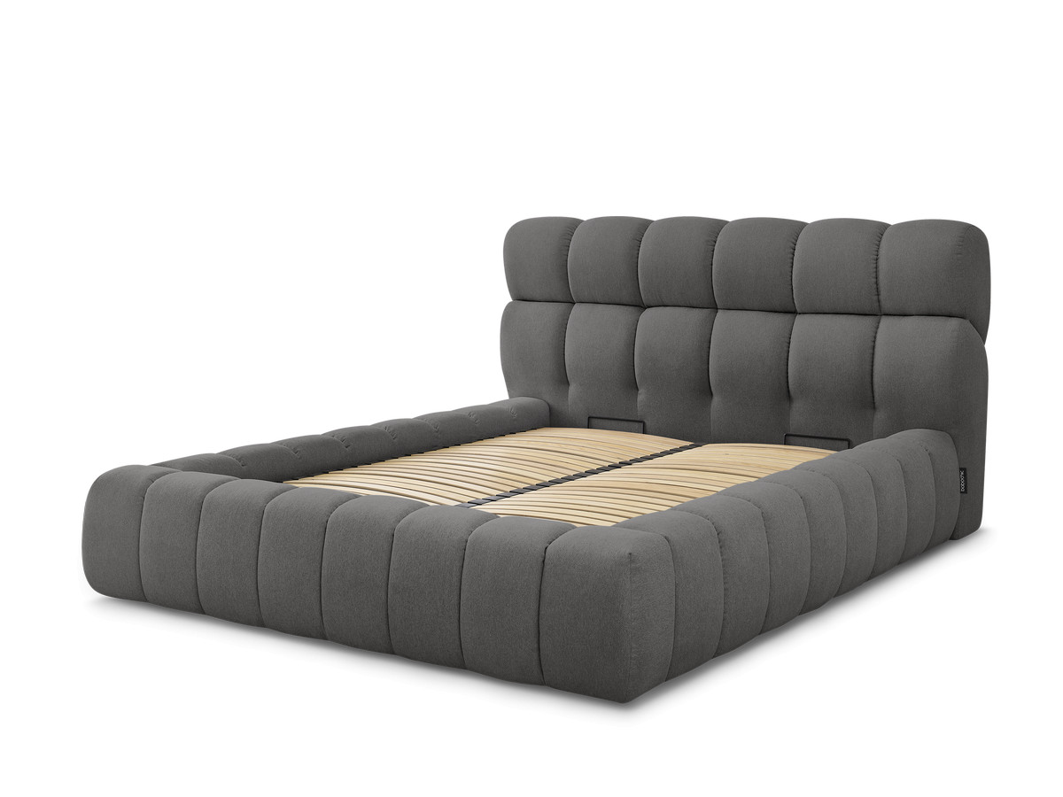 Bobochic Mont-blanc Polsterbett mit Bettkasten Stoff Dunkelgrau, Liegefläche 180 × 200 cm