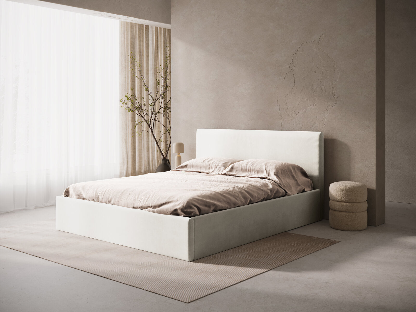 Micadoni Bett Susan Samt Dunkelbeige 140x200