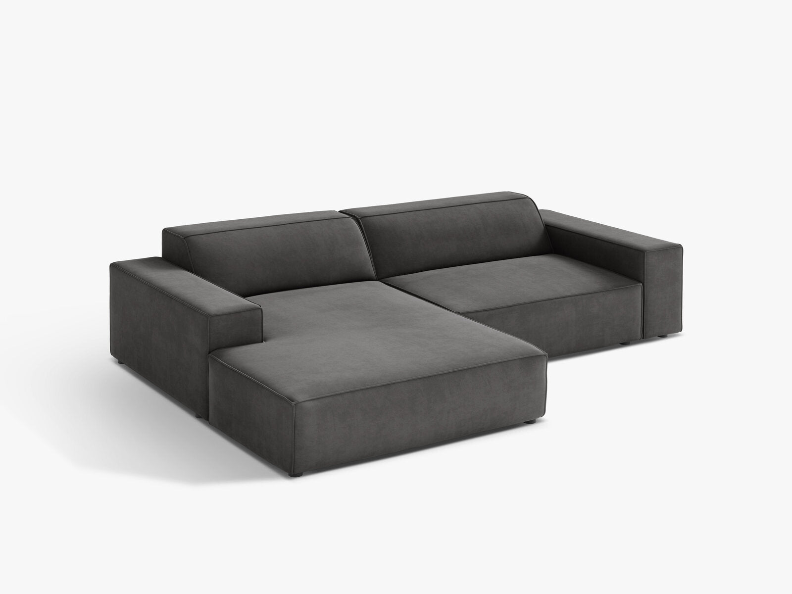 Micadoni Ecksofa Jodie 3-Sitzer Links Samt Bluvel Grau