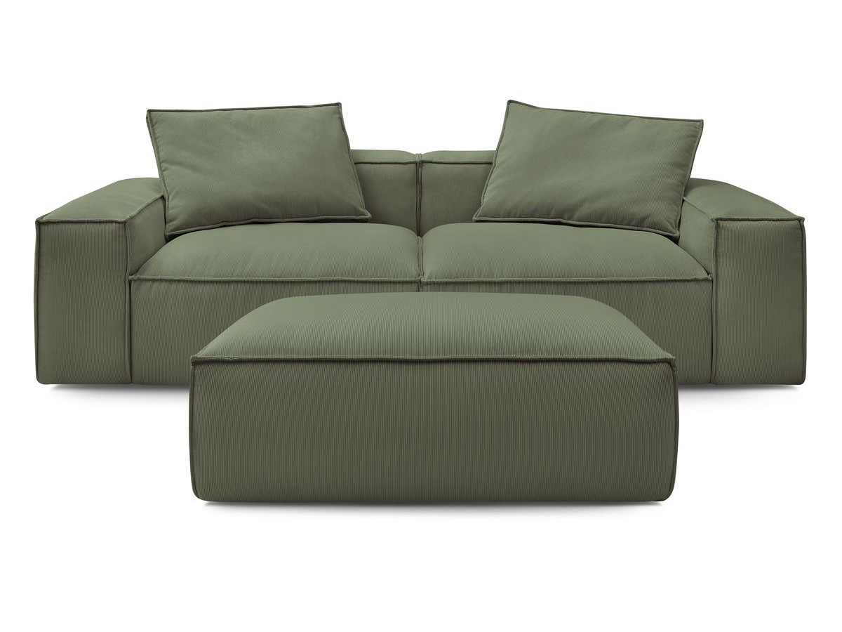 Bobochic Boheme Sofa 4-Sitzer mit Pouf Cordsamt Grün
