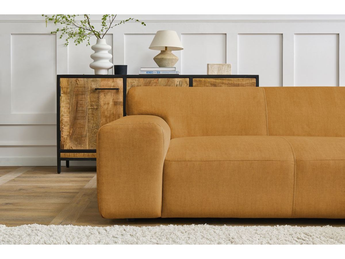 Bobochic Lavena Ecksofa 272 × 220 cm Samt Gelb Ecke rechts