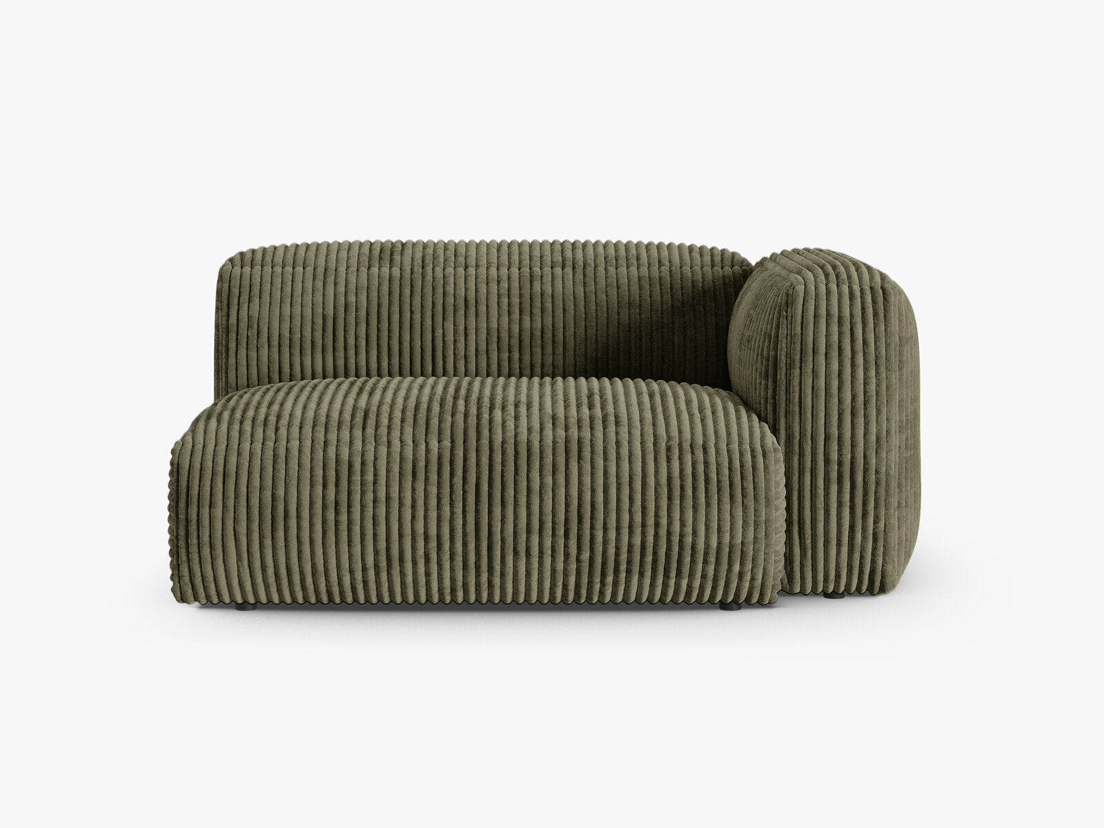 Micadoni Eckmodul mit Armlehne Martina 1-Sitzer Groß 90cm Sitztiefe Rechts Kord Tilia Moßgrün