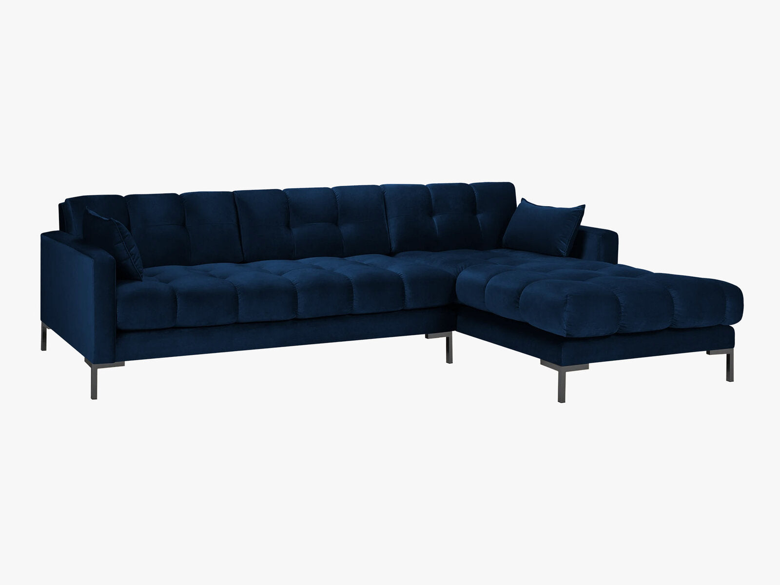 Micadoni Ecksofa Mamaia 5-Sitzer Rechts Samt Bluvel Königsblau schwarze Beine