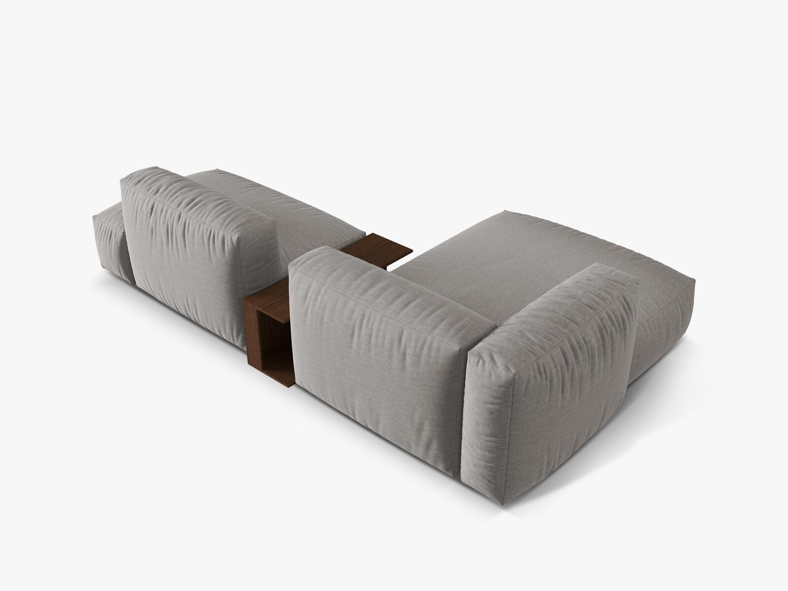 Micadoni Ecksofa Martina 2-Sitzer mit Couchtisch Links Strukturierter Stoff Hellgrau