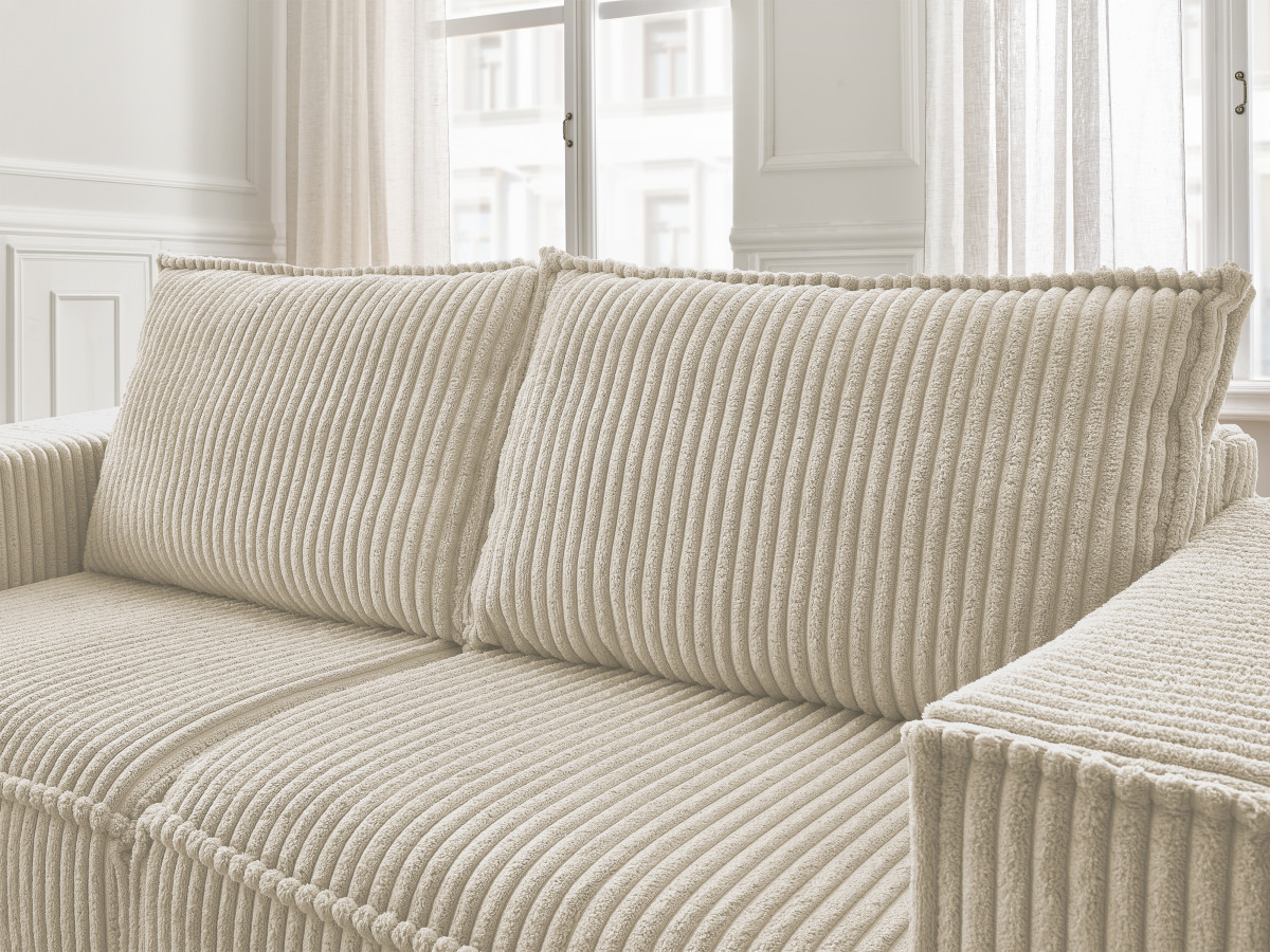 Bobochic Chelsea Schlafsofa 3-Sitzer Cordsamt Taupe, Liegefläche 140 × 200 cm