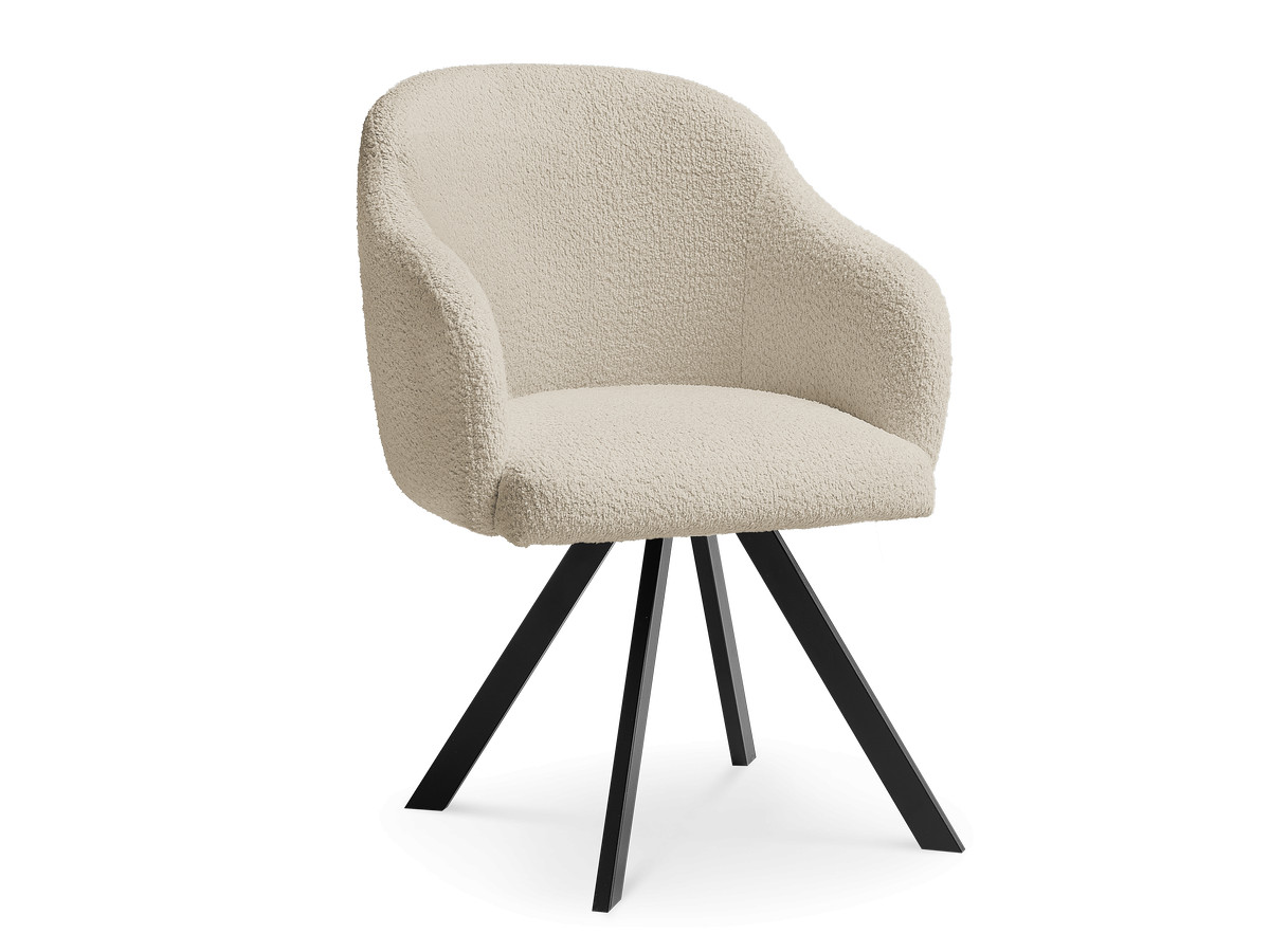Bobochic Sophie Esszimmerstuhl mit Sternfuß Bouclé-Stoff Beige