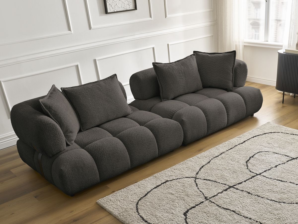 Bobochic Alya Sofa 4-Sitzer Bouclé-Stoff Braun