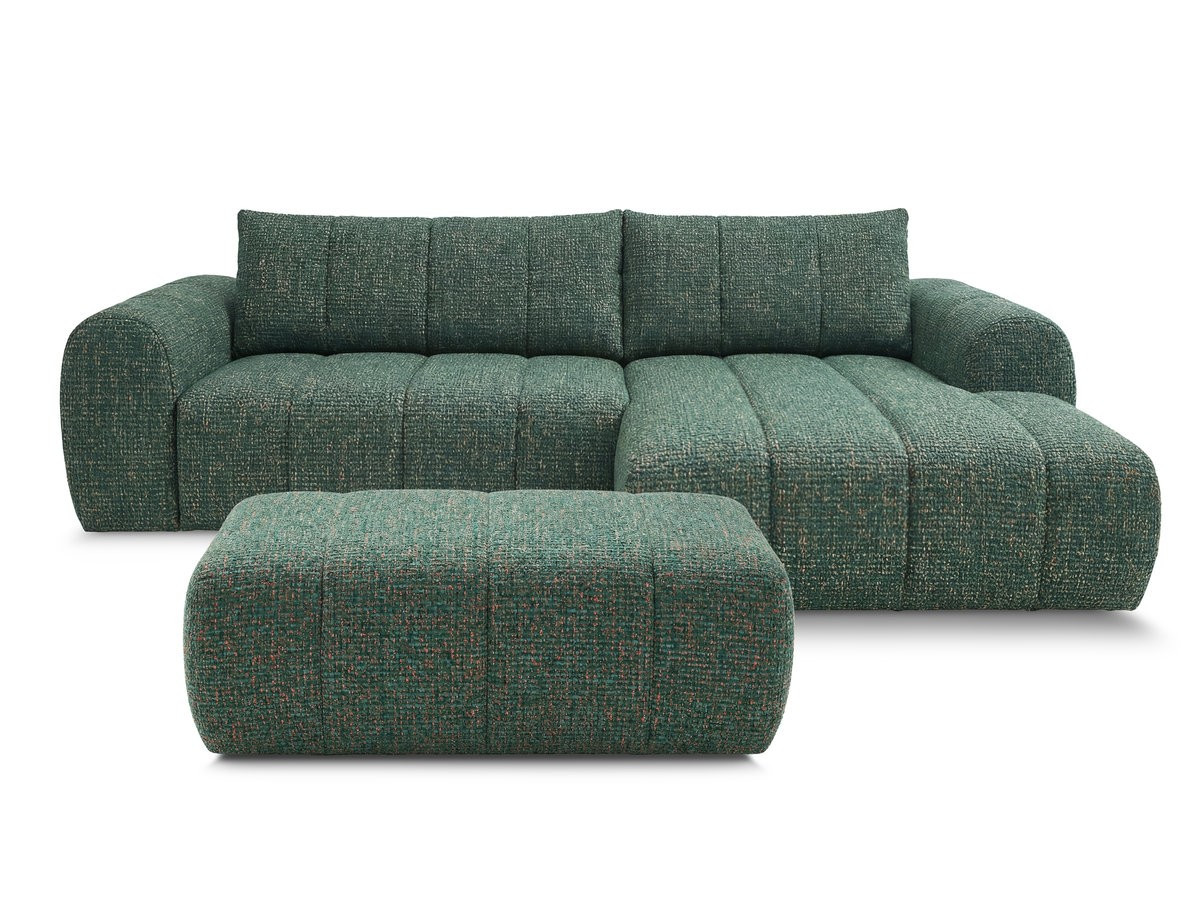 Bobochic Nesty Ecksofa 272 cm mit Pouf Melange-Stoff Dunkelgrün Ecke rechts
