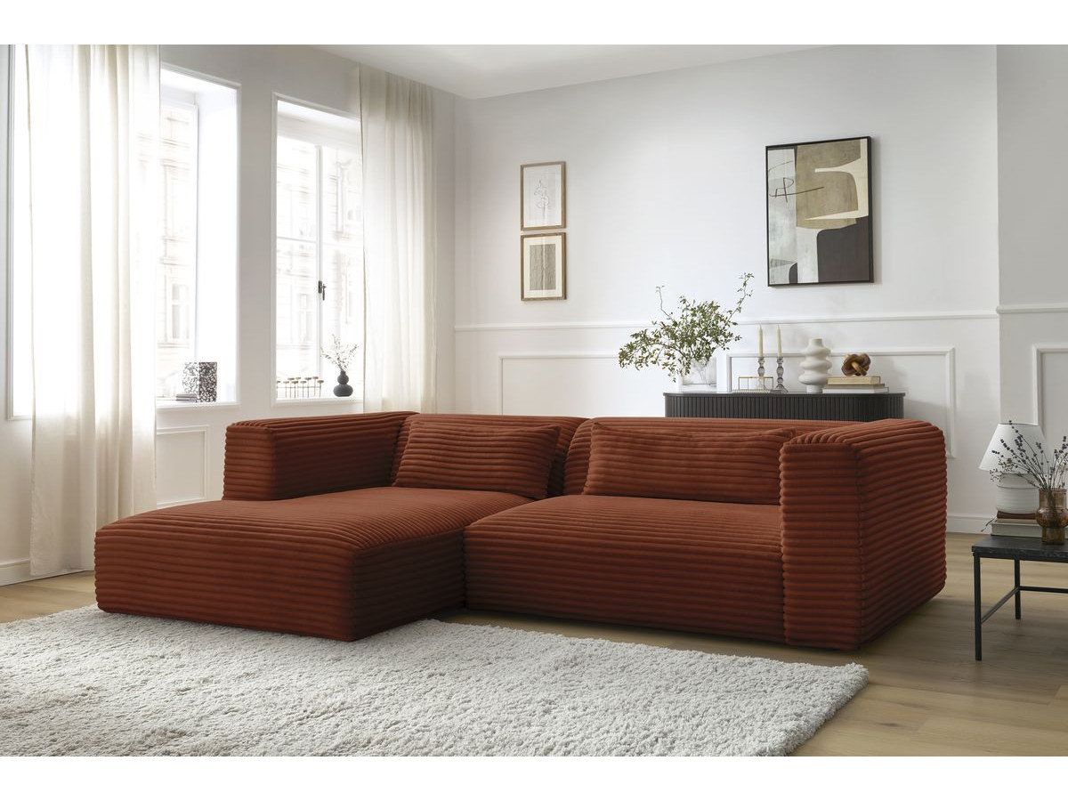 Bobochic Harry Ecksofa Breitcord weich Orange Ecke links