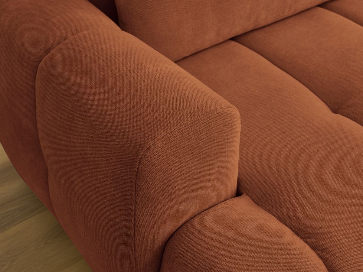 Bobochic Fuji Ecksofa mit Schlaffunktion und Bettkasten und Pouf 292 × 160 cm Stoff Orange Ecke rechts