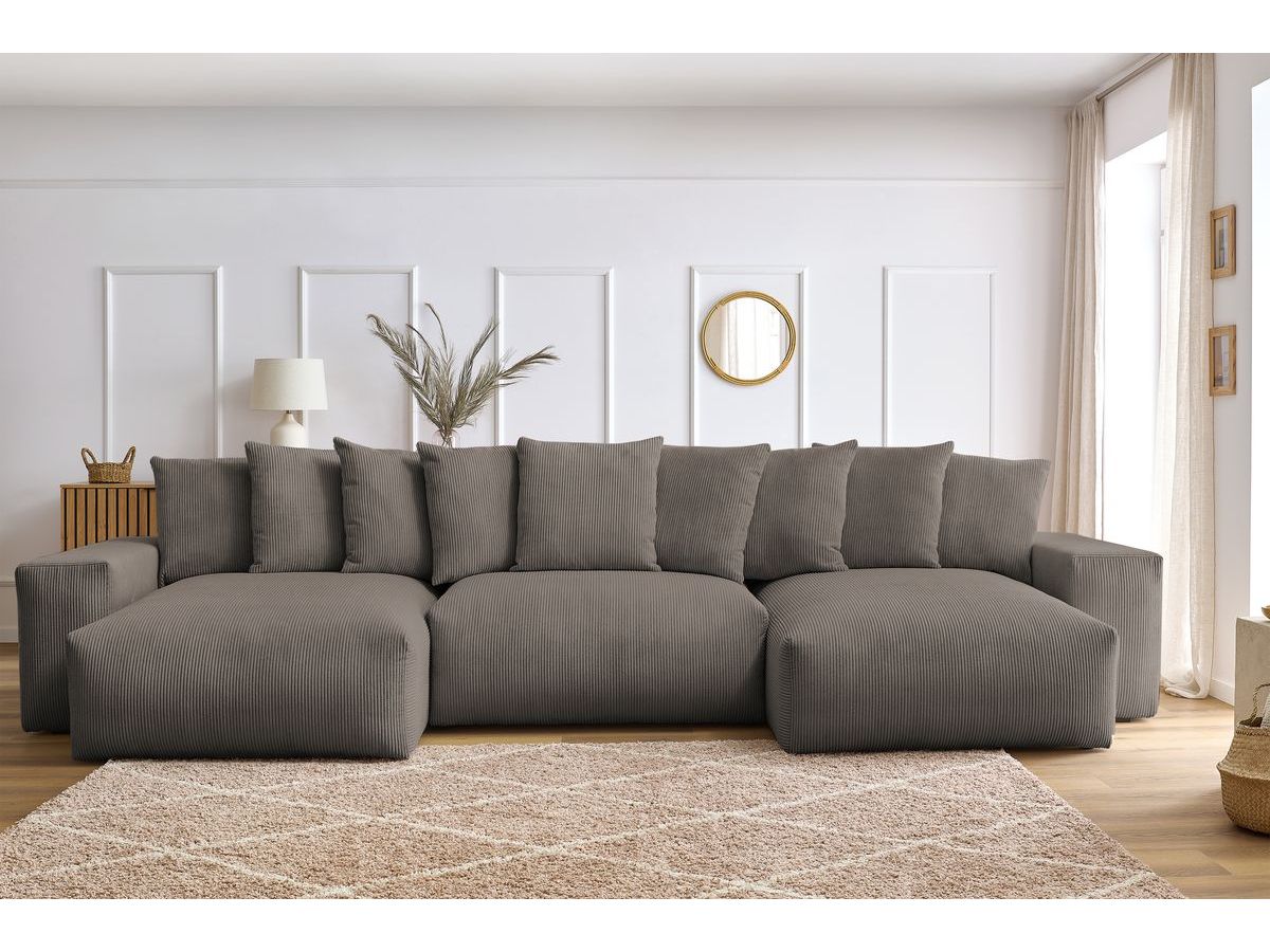 Bobochic Voltaire Wohnlandschaft 420 × 165 cm Cordsamt Taupe