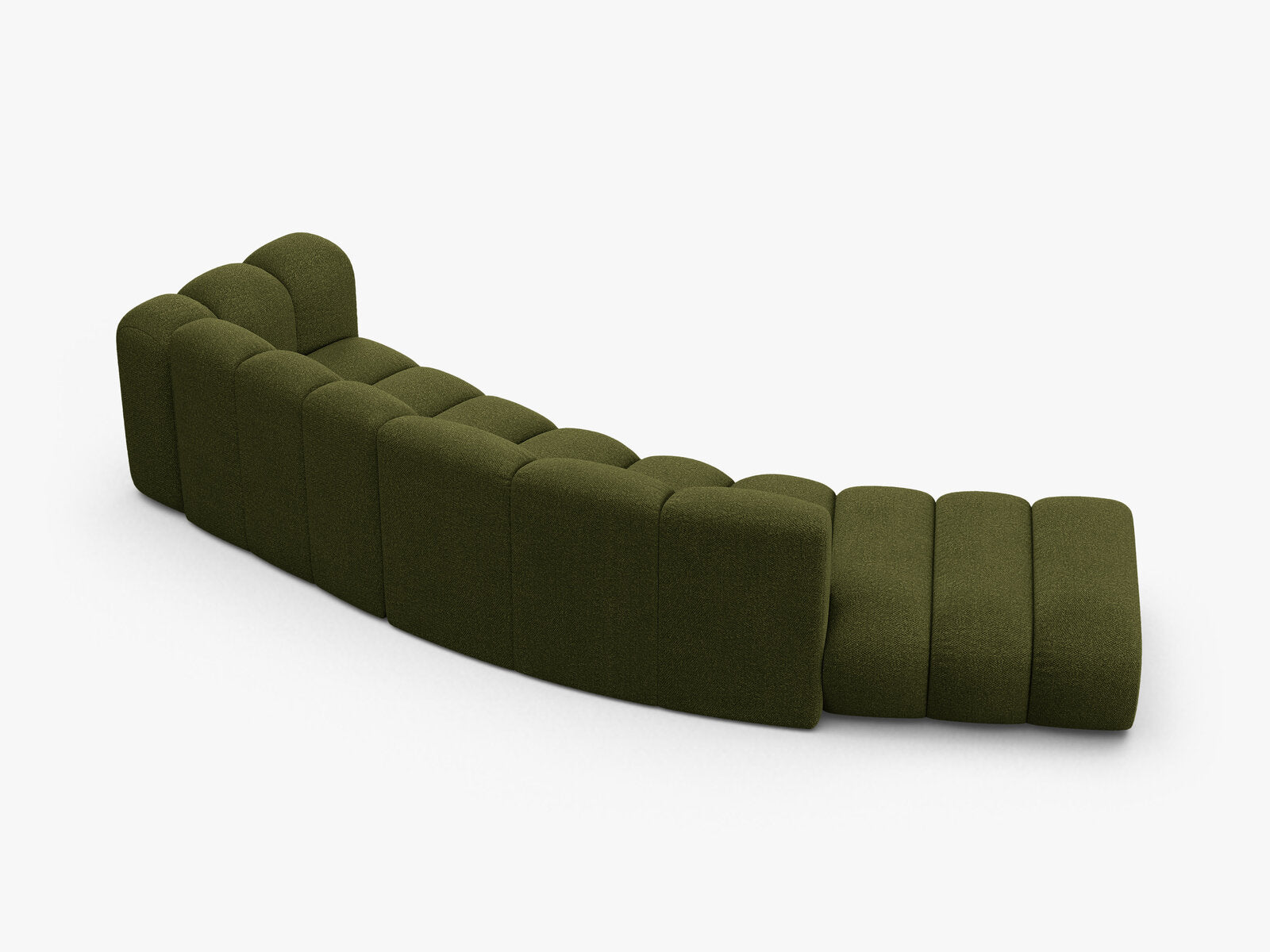 Micadoni Modulares Sofa Lupine 5-Sitzer Links Boucle Baloo Dunkel-Olivgrün