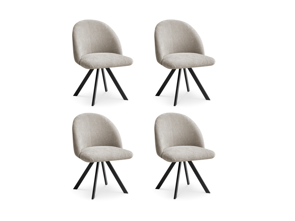 Bobochic Lalie Esszimmerstuhl 4er-Set mit Sternfuß Strukturstoff Beige