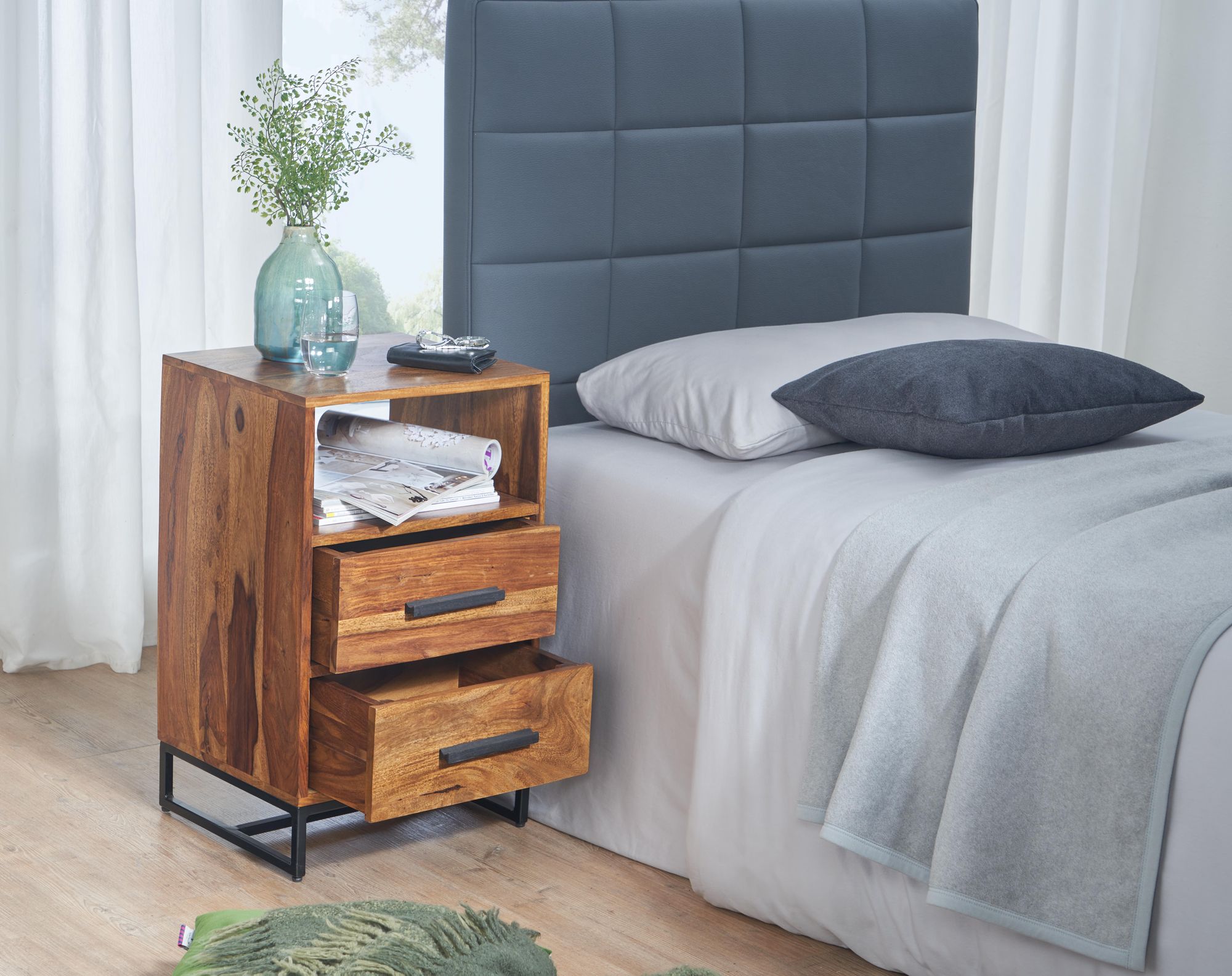 Nachttisch Aurskog Massivholz Dunkelbraun 40 × 35 × 66 cm