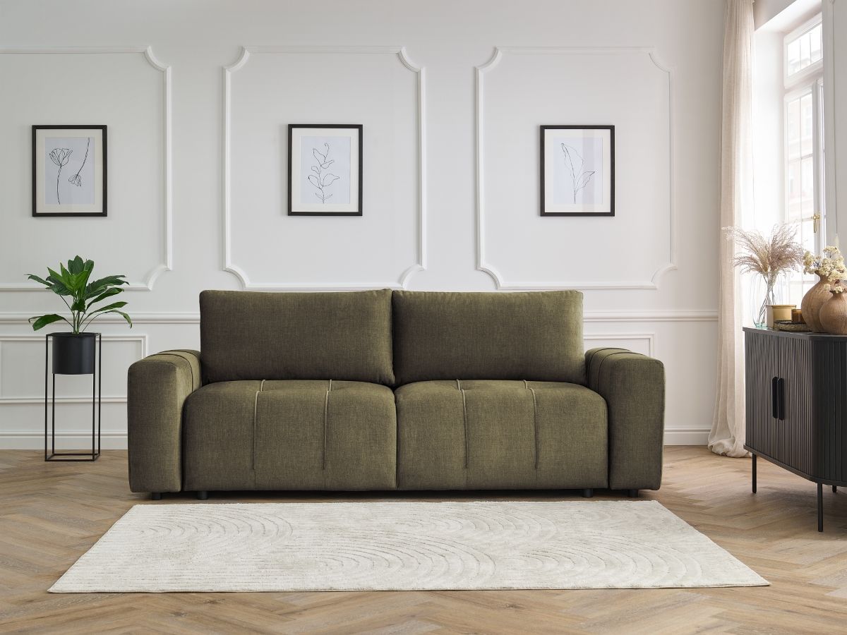 Bobochic Arsene Schlafsofa 3-Sitzer mit Bettkasten Samt Grün