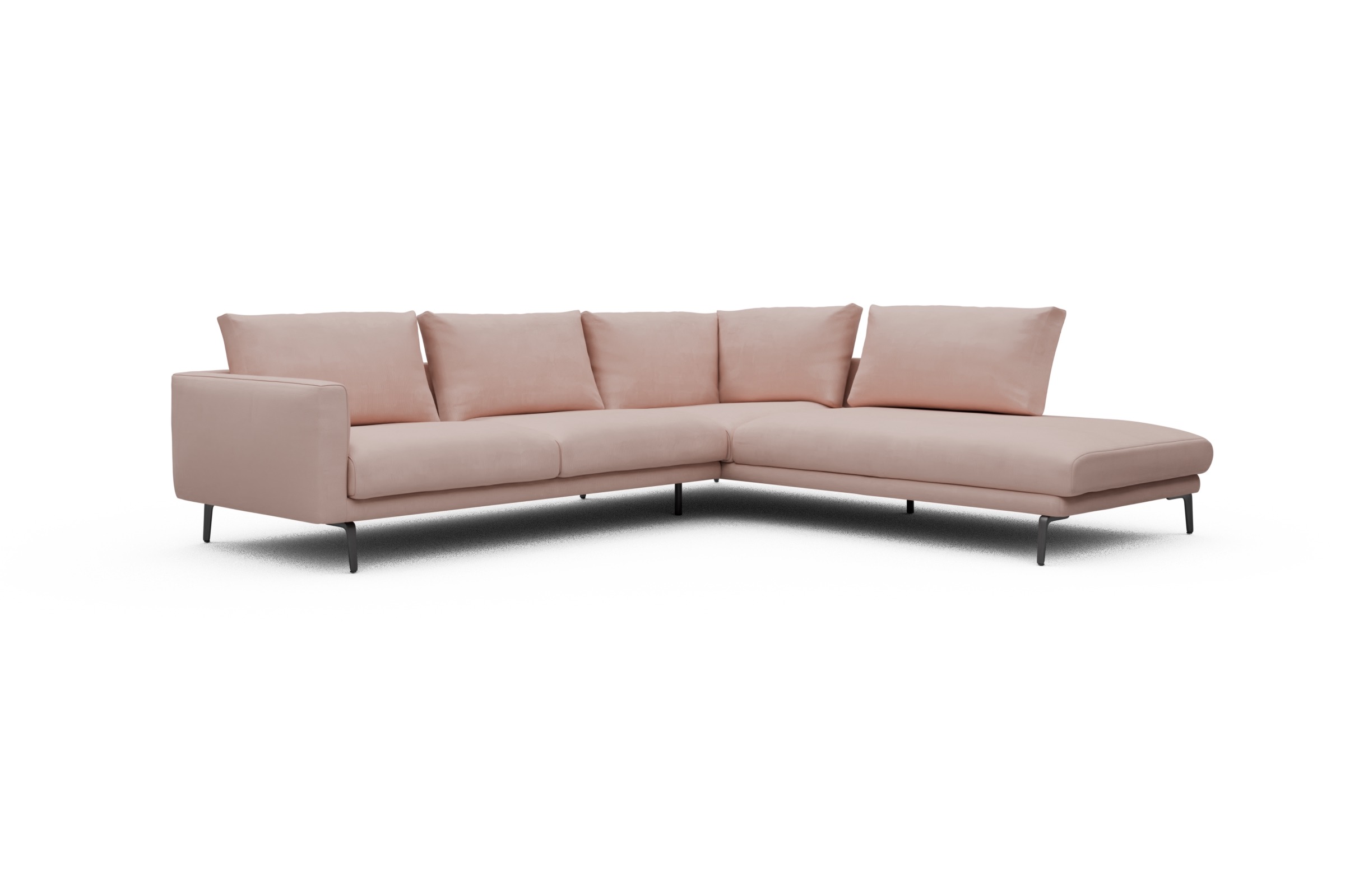 Ecksofa Karl Relax-Ecke rechts mit 2,5-Sitzer Cordufine-Blush