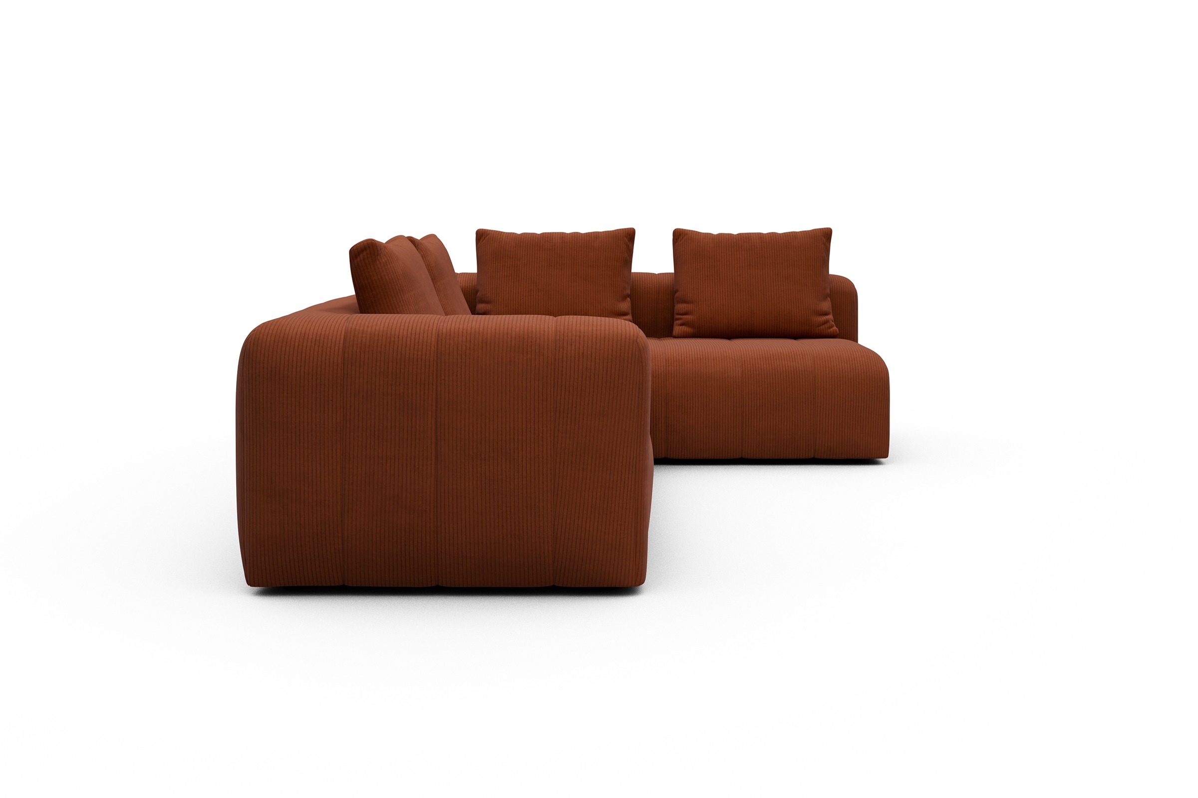 Ecksofa Hugo 2x 2,5-Sitzer Armlehne links Corduroy-Burnt-Orange