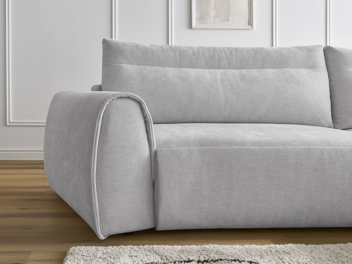 Bobochic Aden Ecksofa 293 × 152 cm Stoff Hellgrau Ecke rechts