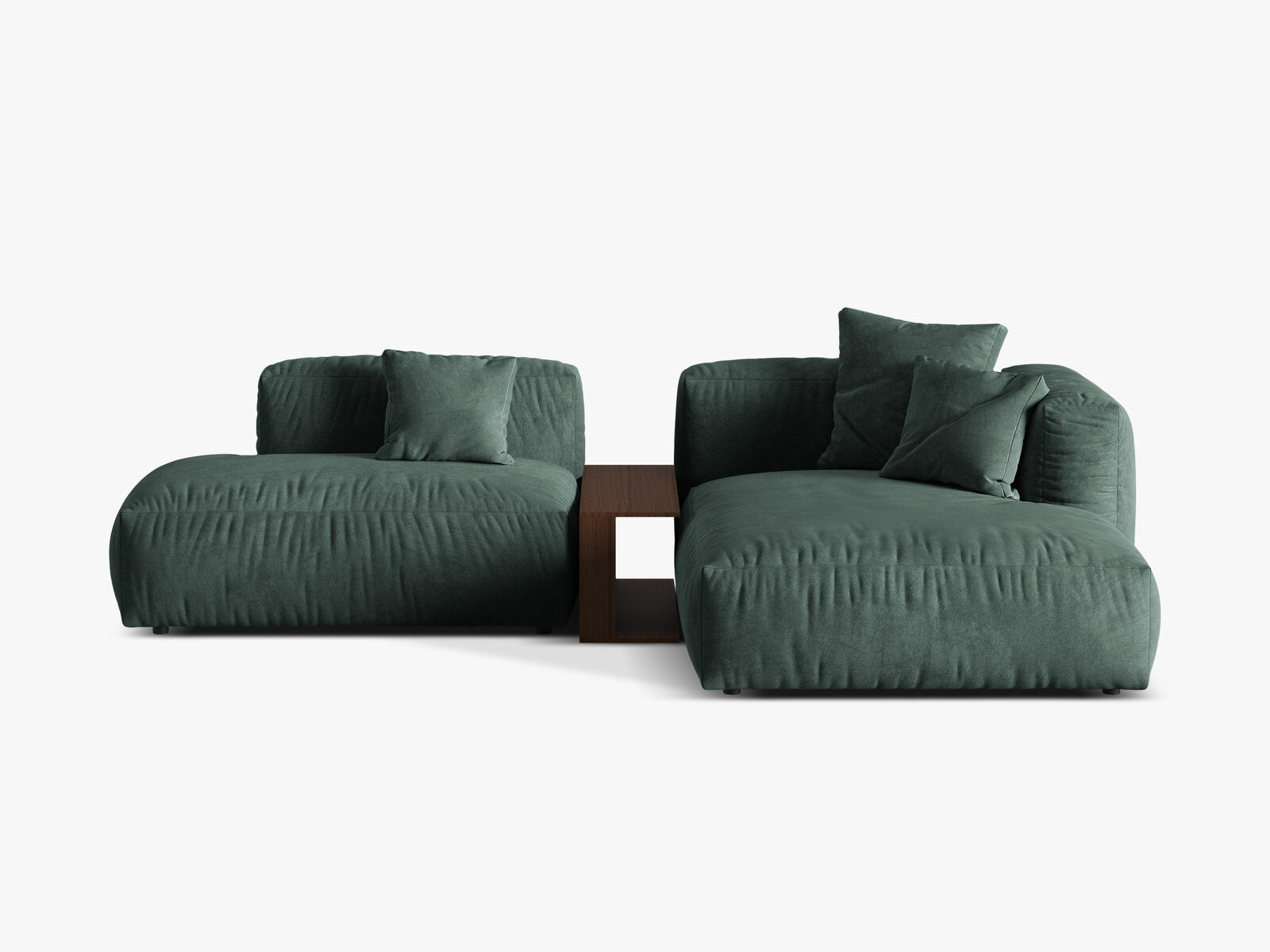 Micadoni Ecksofa Martina 2-Sitzer mit Couchtisch Rechts Samt Petrol