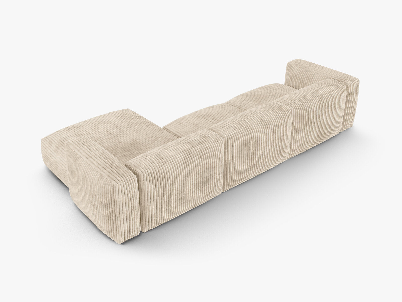 Micadoni Ecksofa Martina 3-Sitzer 90cm Sitztiefe Rechts Kord Tilia Helles Beige