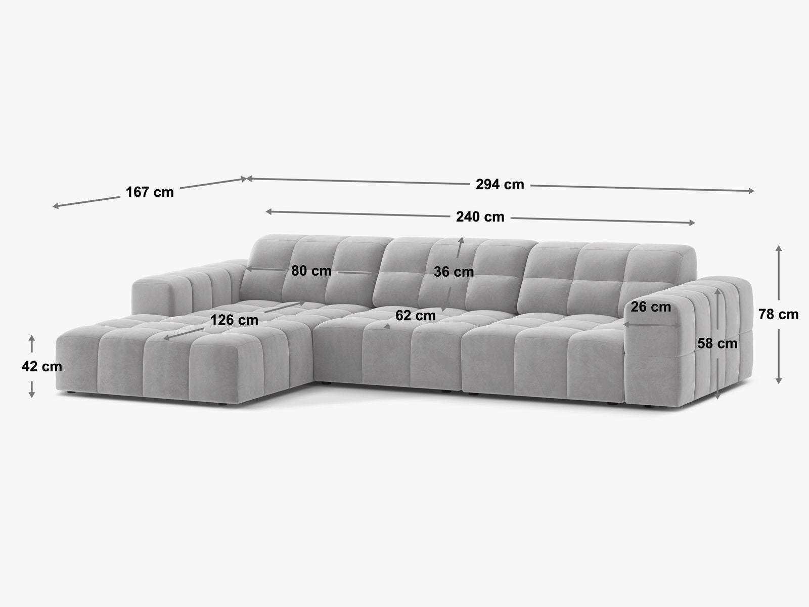 Micadoni Ecksofa Jennifer 4-Sitzer Links Samt Bluvel Gelb