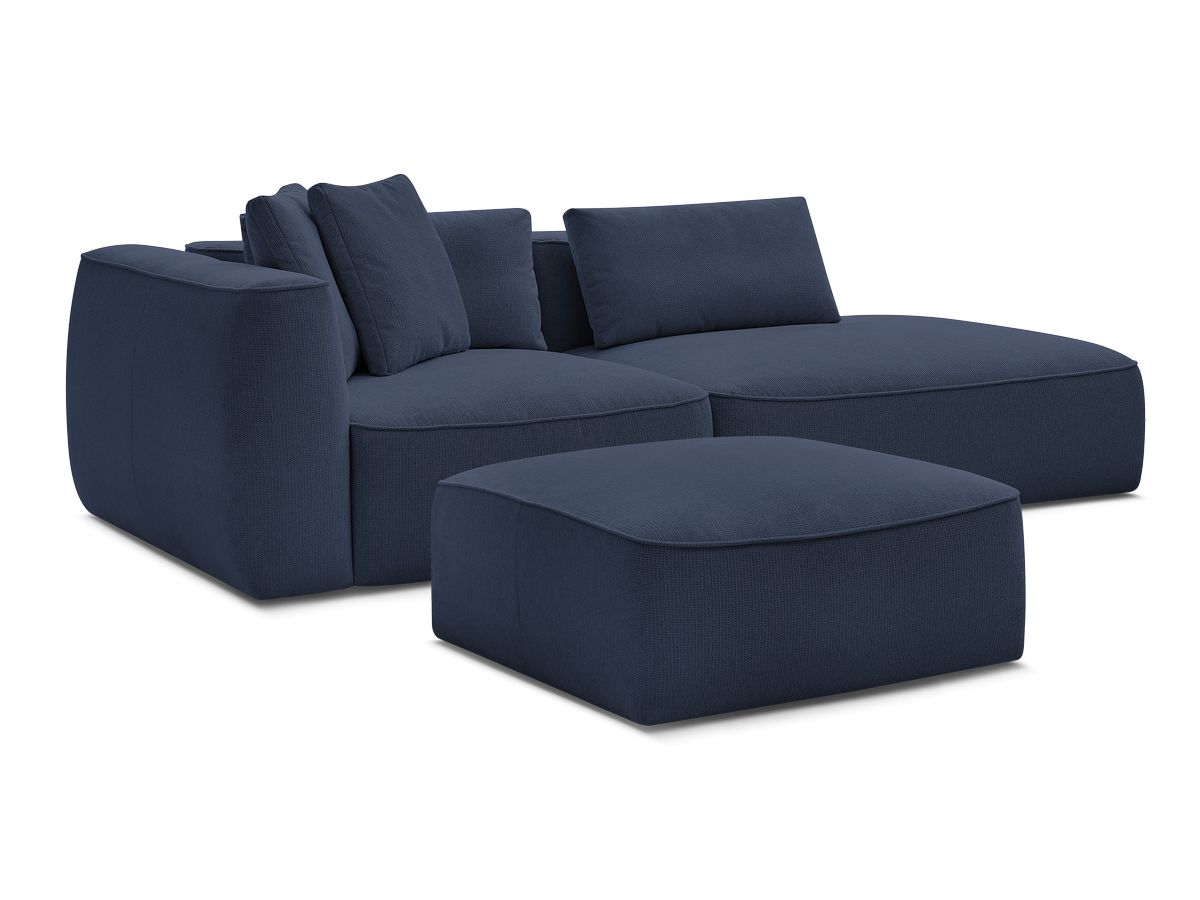Bobochic Leopold Sofa 4-Sitzer mit Pouf Melange-Stoff Dunkelblau Armlehne links