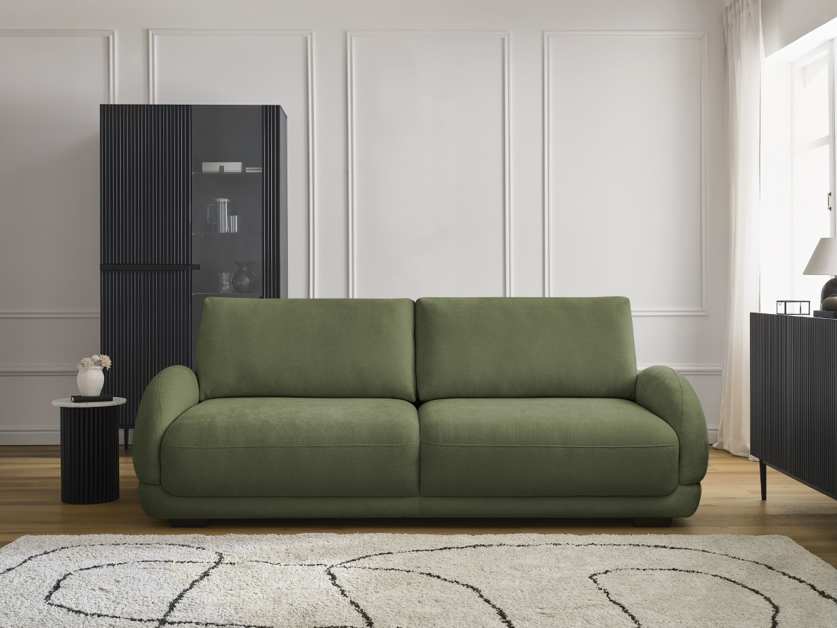 Bobochic Monica Schlafsofa 3-Sitzer mit Bettkasten Stoff Grün