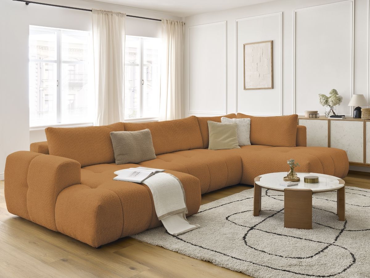 Bobochic Fuji Wohnlandschaft Bouclé-Stoff Gelb Ecke links