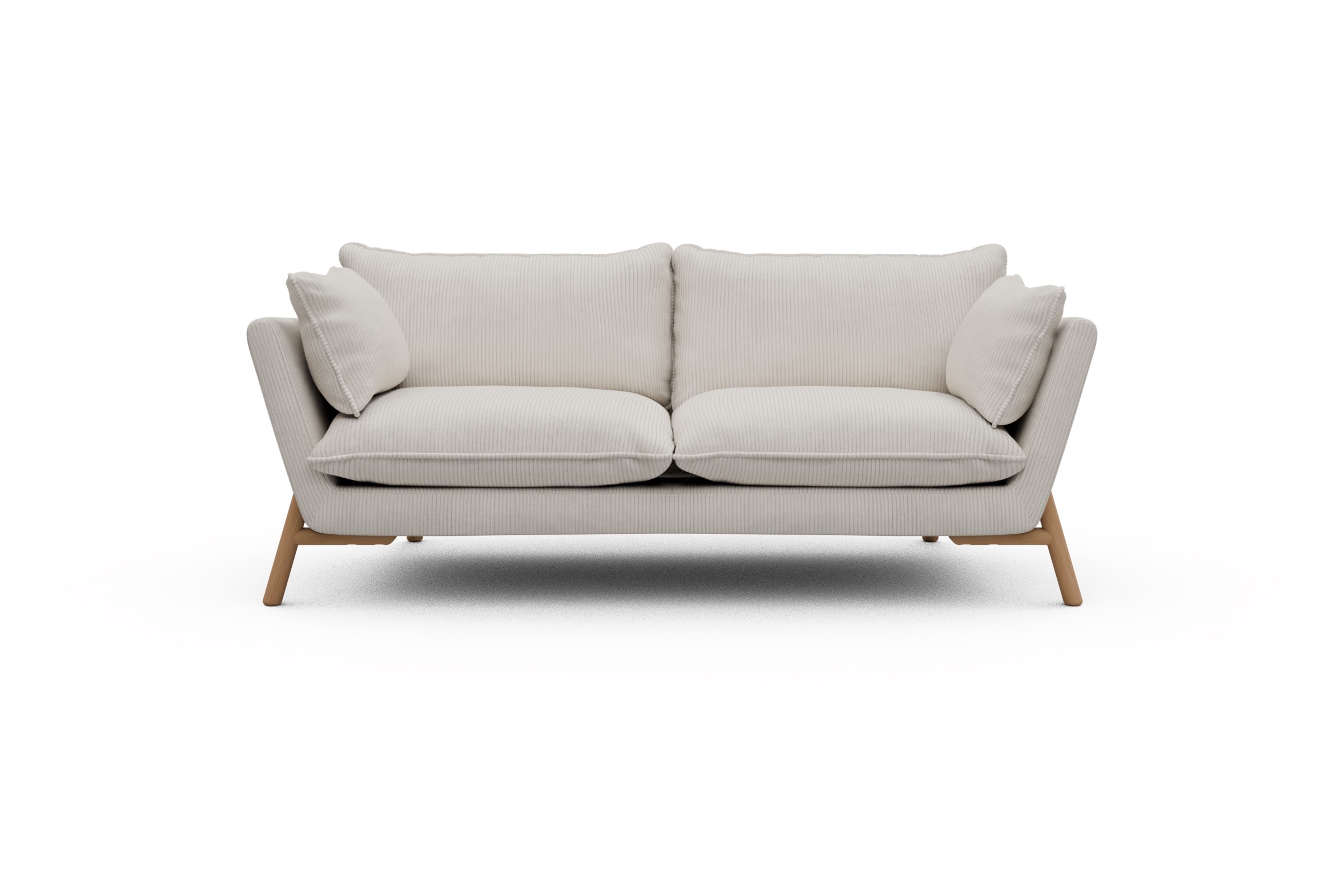 Skandi Home Sofa Emil PREMIUM 2-Sitzer Beinfarbe Eiche Natur Corduroy-Ivory moebelfaktor