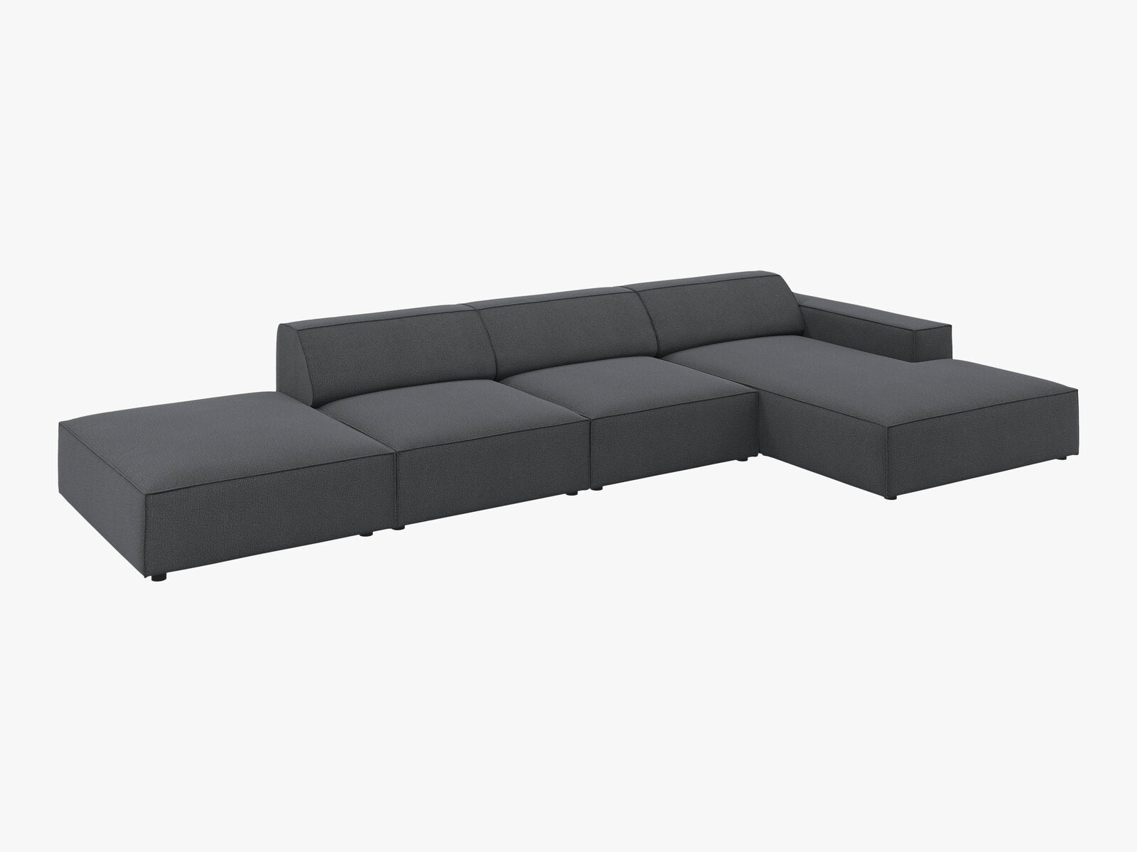 Micadoni Ecksofa Jodie 5-Sitzer Rechts Strukturierter Stoff Megan Dunkelgrau
