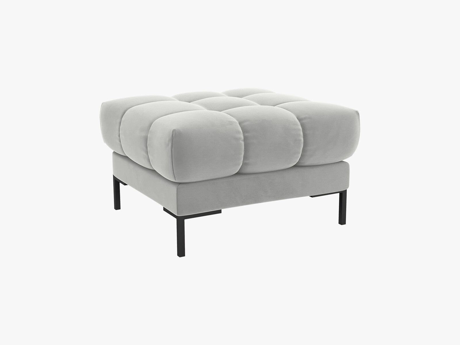 Micadoni Hocker Mamaia 1-Sitzer Samt Bluvel Silber schwarze Beine