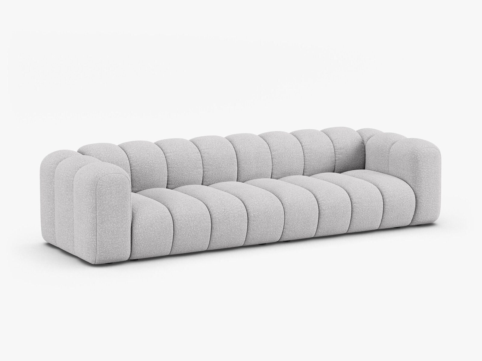 Micadoni Modulares Sofa Lupine 4-Sitzer Boucle Baloo Hellgrau
