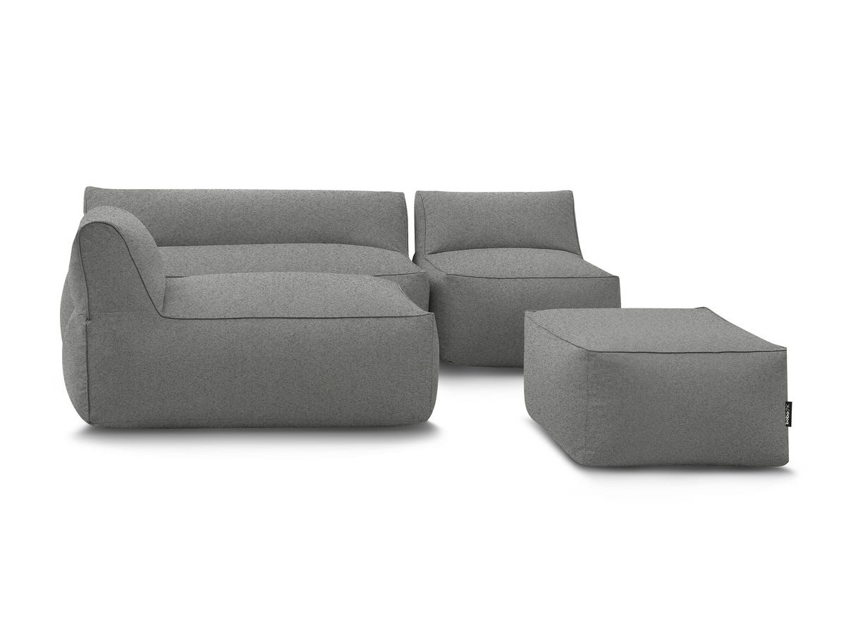 Bobochic Riviera Gartensofa 5-Sitzer mit Pouf Stoff Dunkelgrau